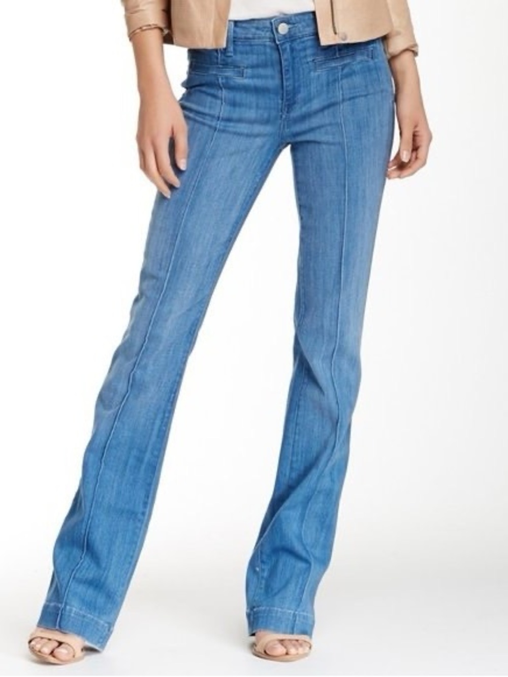 Vince High Rise Pintuck Bootcut Jeans in Summer Blue